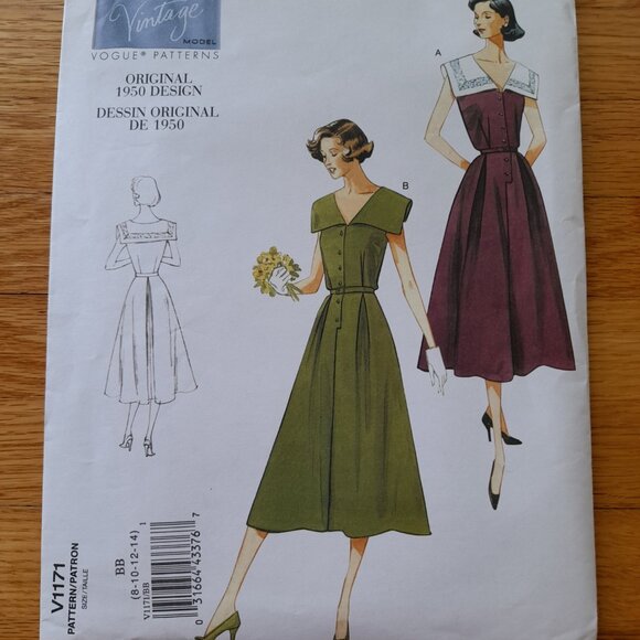 Vintage Vogue Dress Sewing Pattern 1171 Size 8-14 UNCUT Rockabilly Retro 1950s S - Picture 2 of 11
